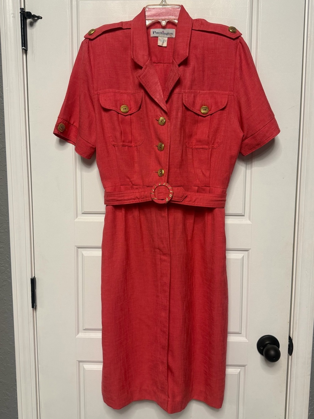 Patchington vintage coral-red safari-style shirtdress